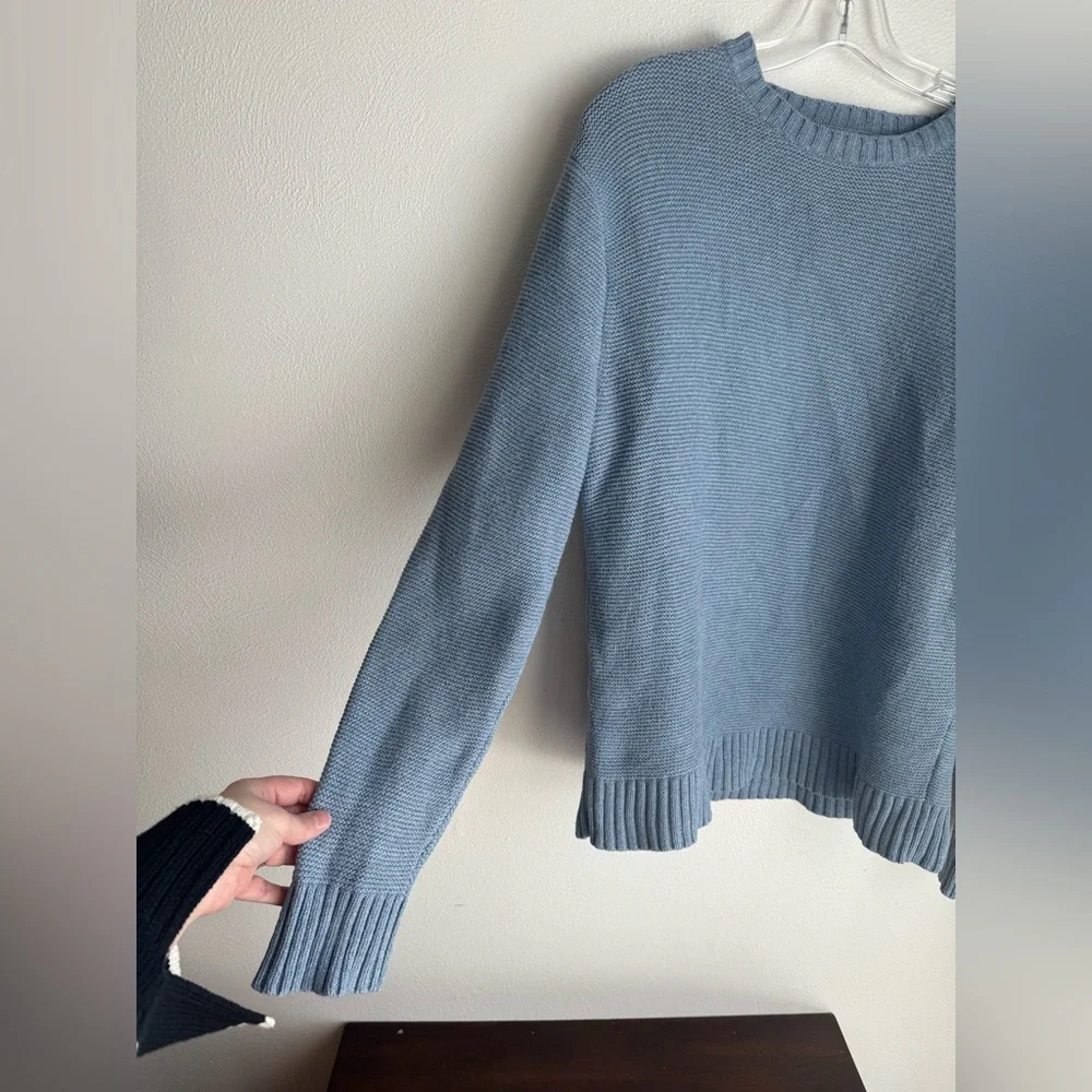 J. Crew Men's Light  Blue Garter Stitch Crewneck Sweater